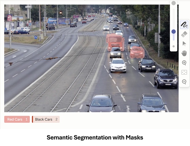 Semantic segmentation example with masks