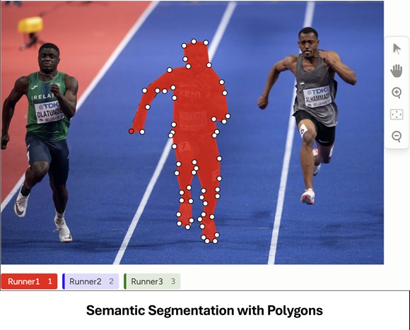 Pose and polygon labeling example with keypoints